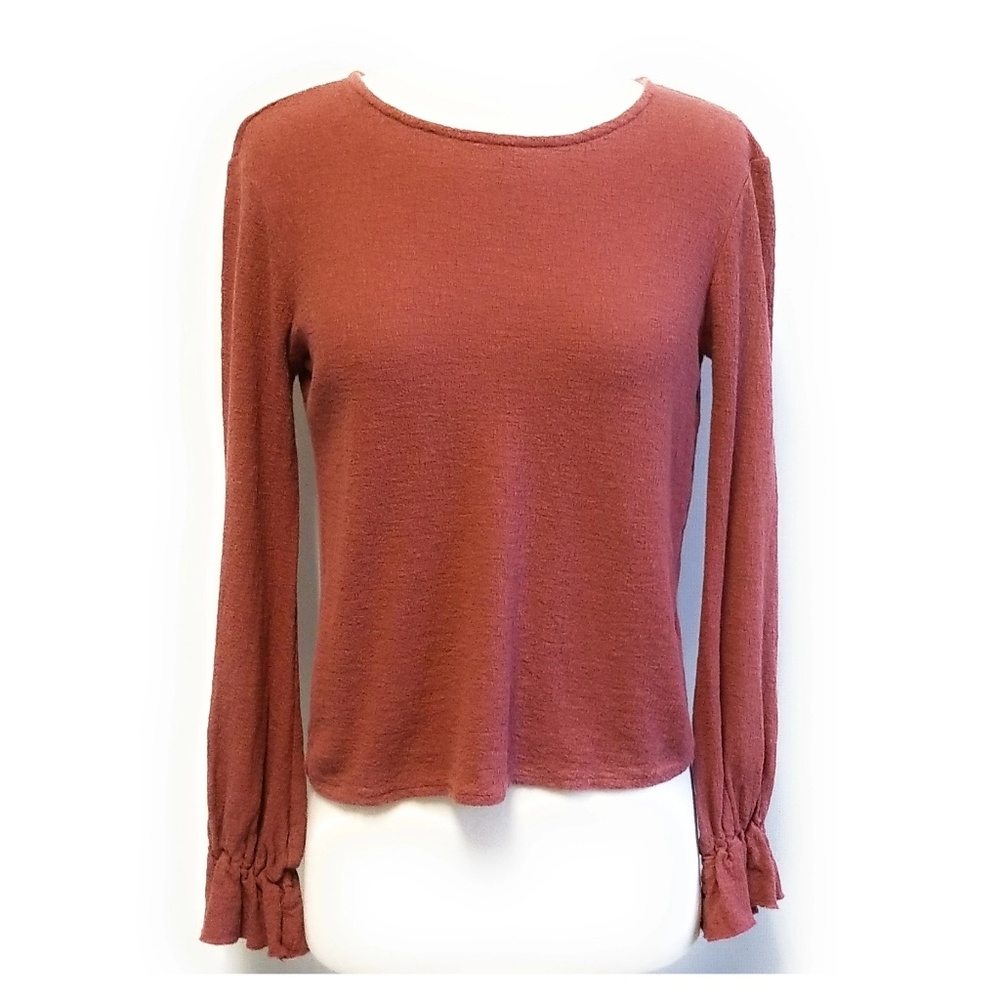 MADEWELL Texture & Thread Ruffle Cuff Top Size XS - Picture 5 of 8